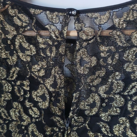 Vintage Black and Gold Lace and Chiffon Dress - Picture 6 of 8